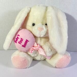 Russ Berrie Baby's First Bunny Plush Cream Pink Easter Stuffed Animal